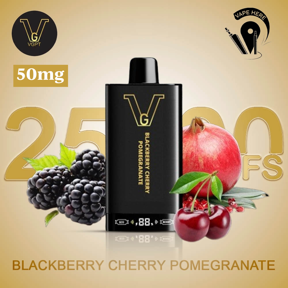 VGPT 25K Disposable Vape 25000 Puffs with LED Screen (20mg & 50mg Nicotine) Blackberry Cherry Pomegranate UAE Dubai