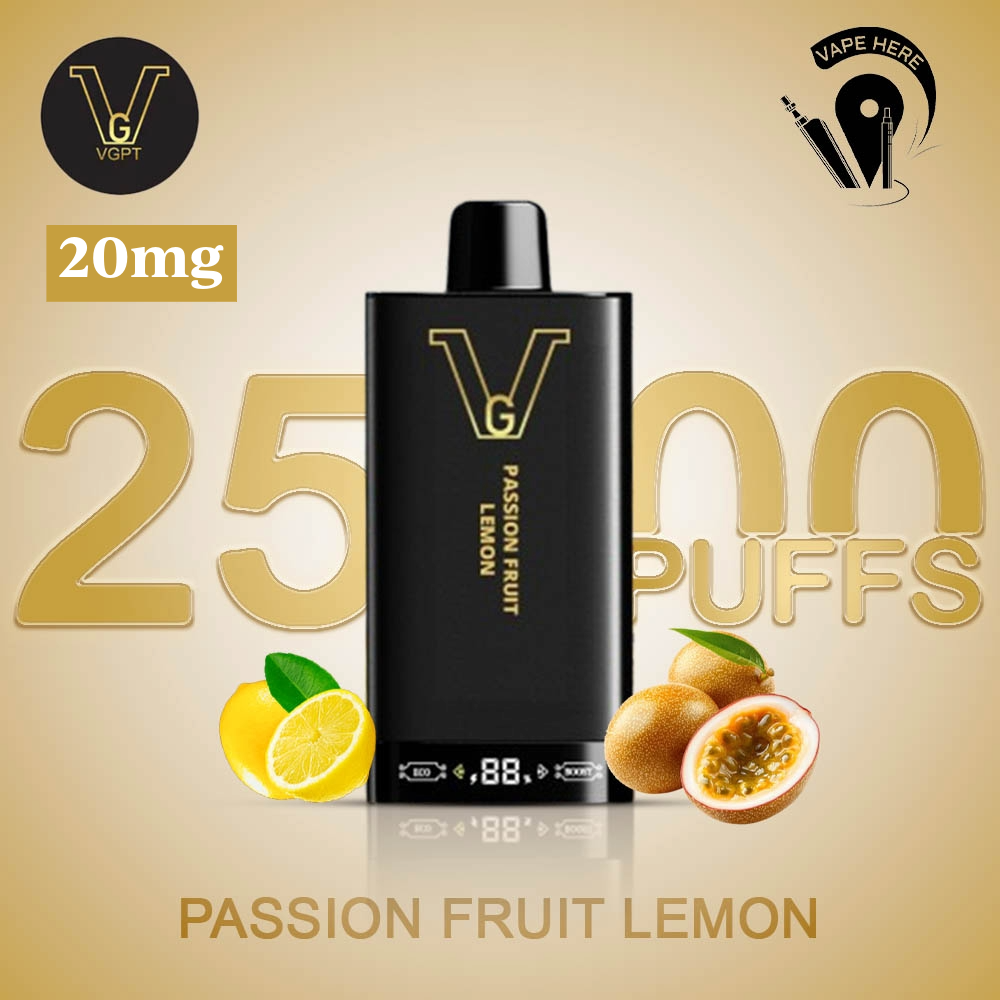 VGPT 25K Disposable Vape 25000 Puffs with LED Screen (20mg & 50mg Nicotine) Passion Fruit Lemon UAE Umm Al Quwain
