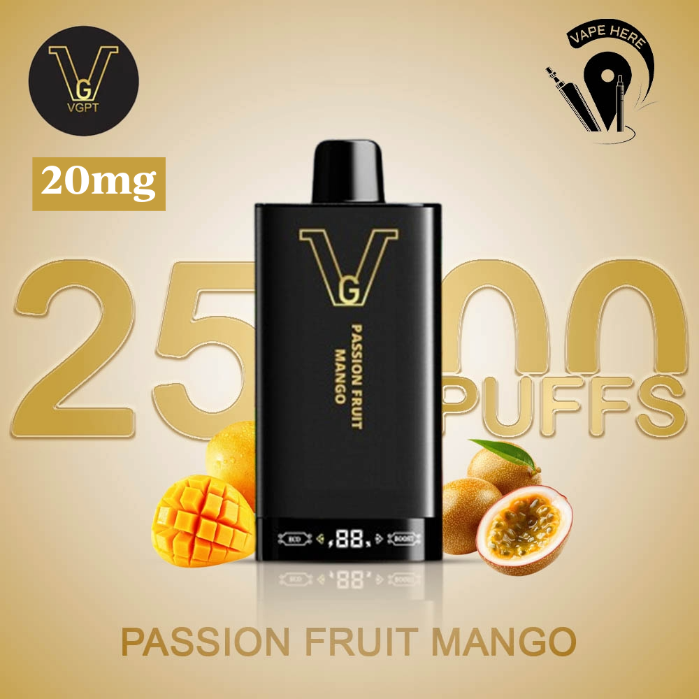 VGPT 25K Disposable Vape 25000 Puffs with LED Screen (20mg & 50mg Nicotine) Passion Fruit Mango UAE Ras Al Khaimah