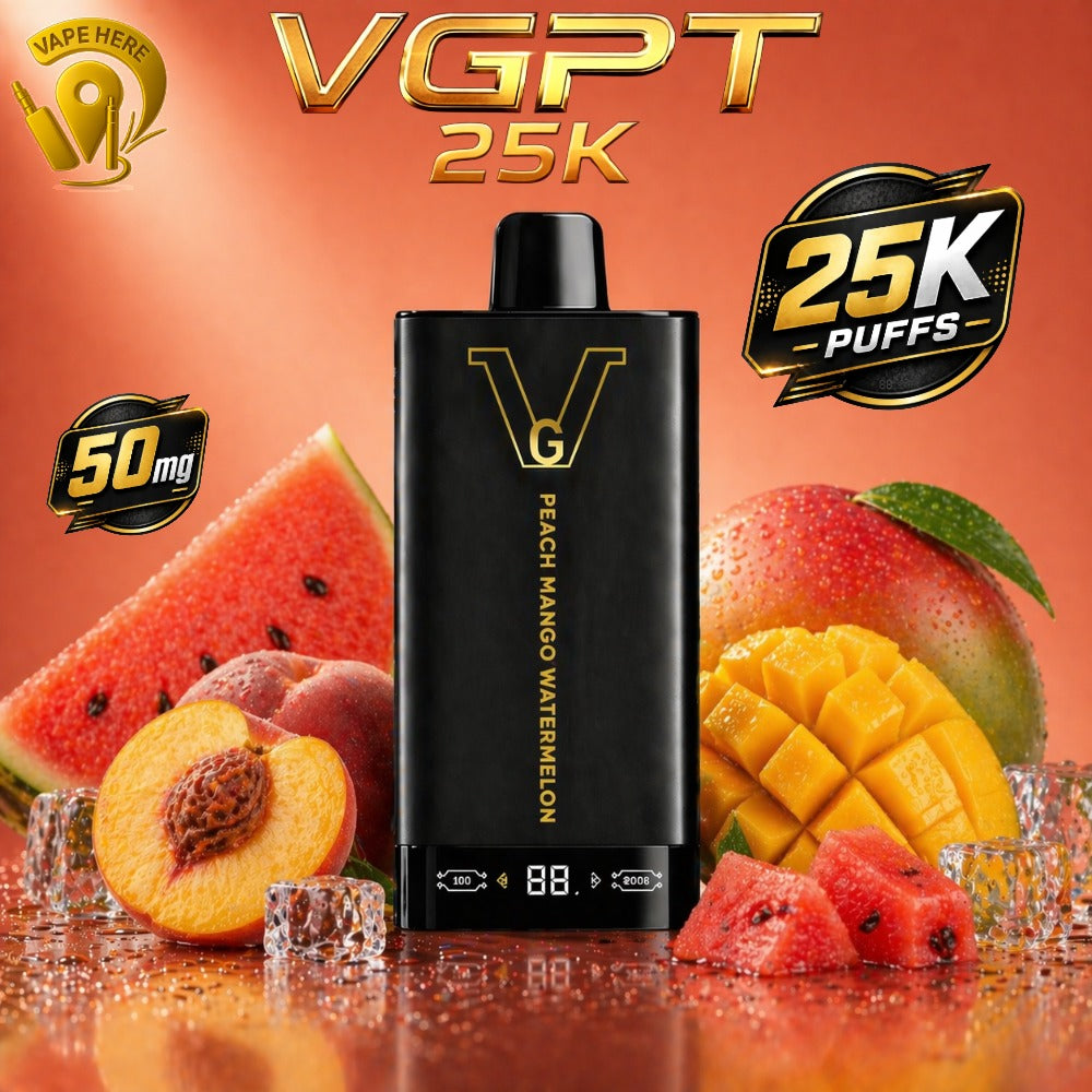 VGPT_25K_Disposable_Vape_25000_Puffs_with_LED_Screen_20mg_50mg_Nicotine_Peach_Mango_Watermelon Umm al quwain, UAE
