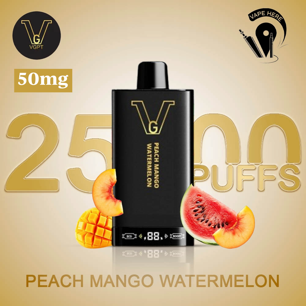 VGPT 25K Disposable Vape 25000 Puffs with LED Screen (20mg & 50mg Nicotine) Peach Mango Watermelon UAE Fujairah