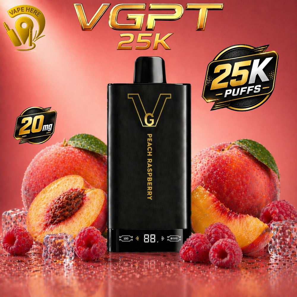VGPT_25K_Disposable_Vape_25000_Puffs_with_LED_Screen_20mg_50mg_Nicotine_Peach_Raspberry_2 Dubai, UAE