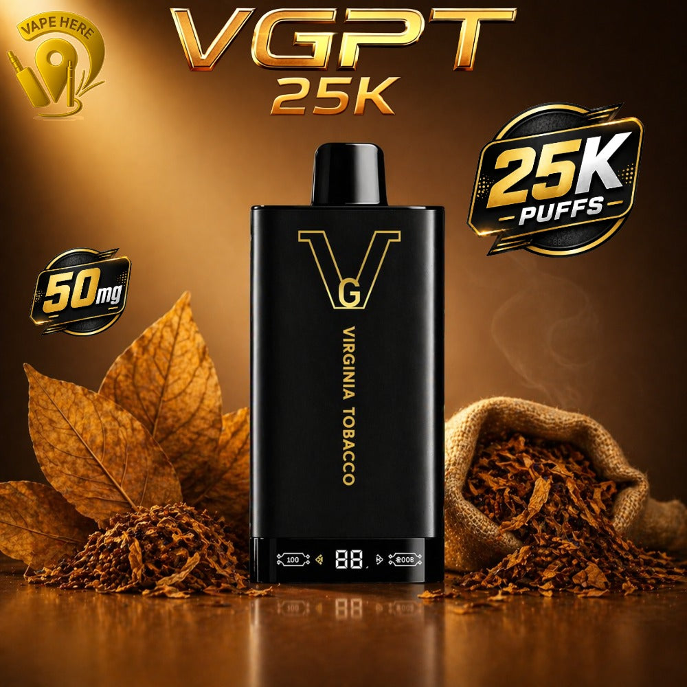 VGPT_25K_Disposable_Vape_25000_Puffs_with_LED_Screen_20mg_50mg_Nicotine_Virginia_Tobacco_2 Ajman, UAE