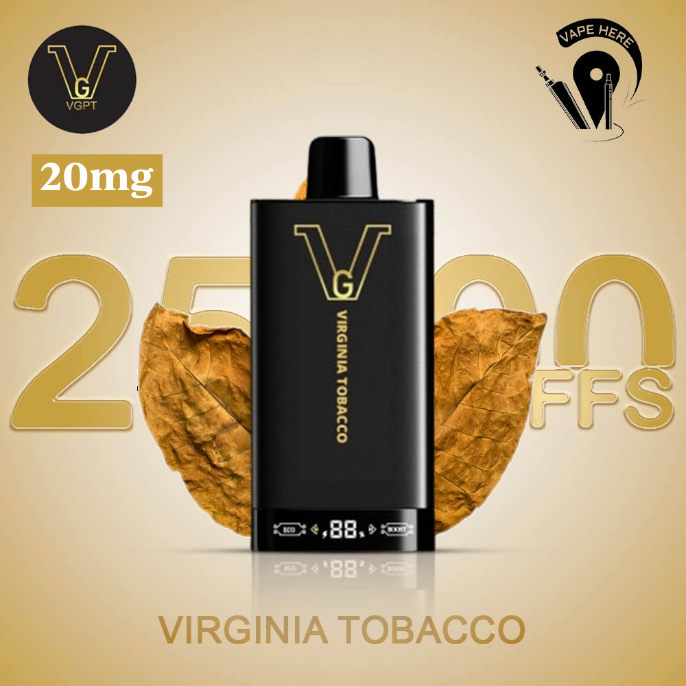 VGPT 25K Disposable Vape 25000 Puffs with LED Screen (20mg & 50mg Nicotine) Virginia Tobacco UAE Dubai