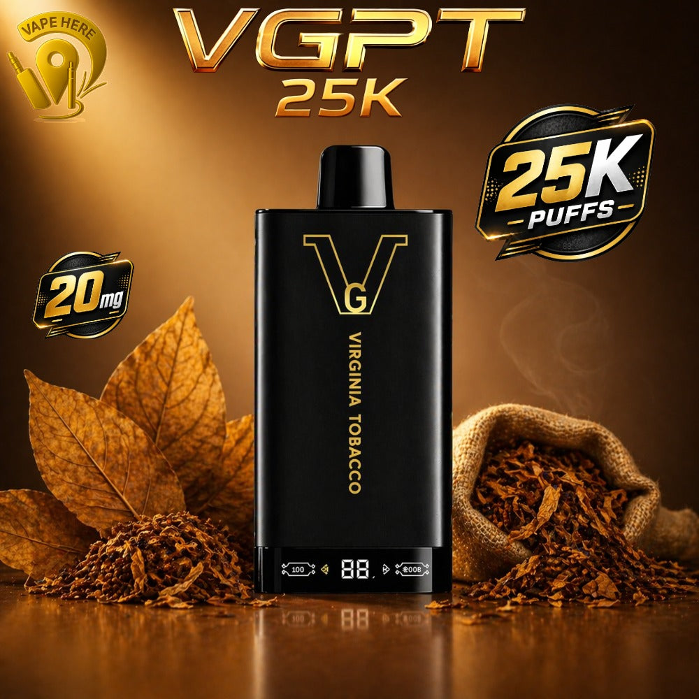 VGPT_25K_Disposable_Vape_25000_Puffs_with_LED_Screen_20mg_50mg_Nicotine_Virginia_Tobacco_2 Dubai, UAE