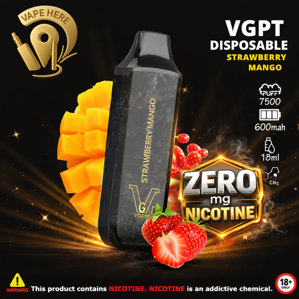 VGPT DISPOSABLE VAPE (20mg&50mg) 7500 PUFFS Strawberry Mango 0mg UAE Om Al Quwain 