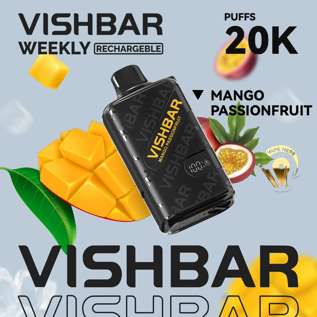 VISHBAR Weekly 20000 PUFFS DISPOSABLE VAPE Mango Passion Fruit UAE Dubai