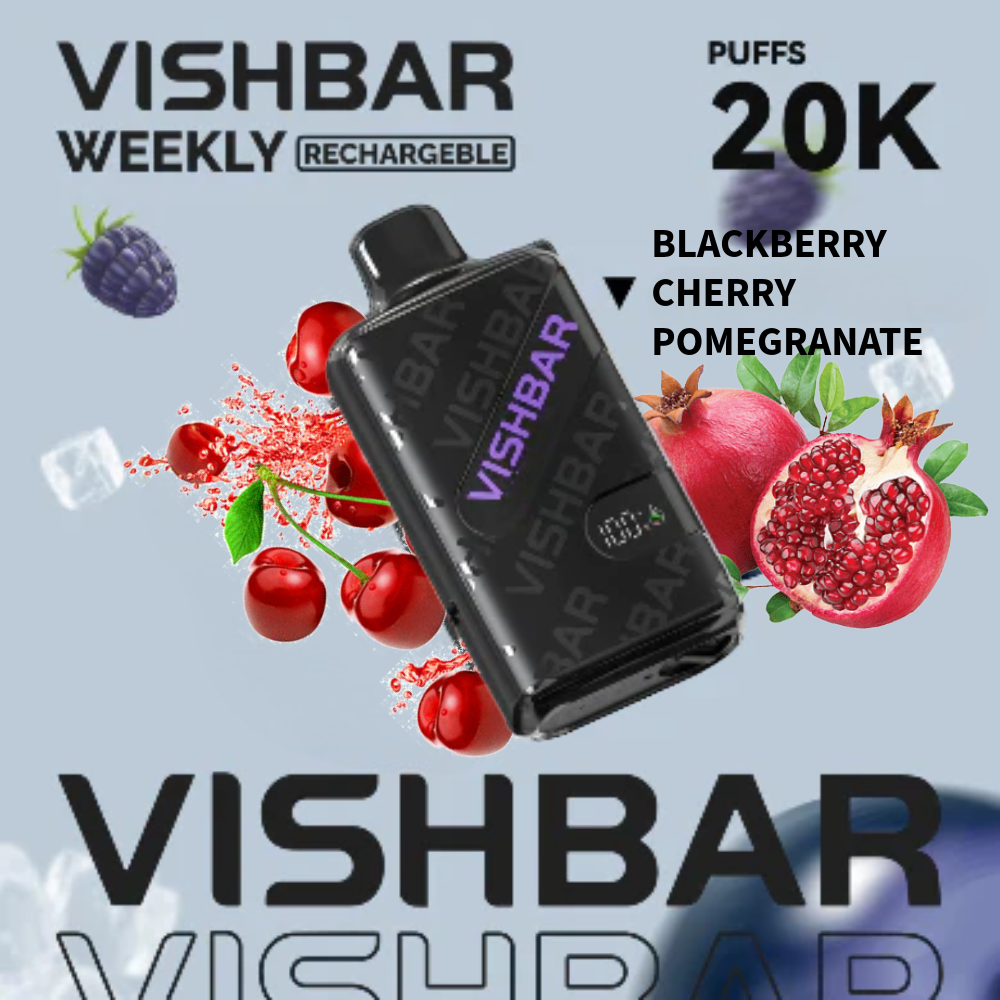 VISHBAR Weekly 20K PUFFS DISPOSABLE VAPE Blackberry Cherry Pomegranate UAE Al Ain 