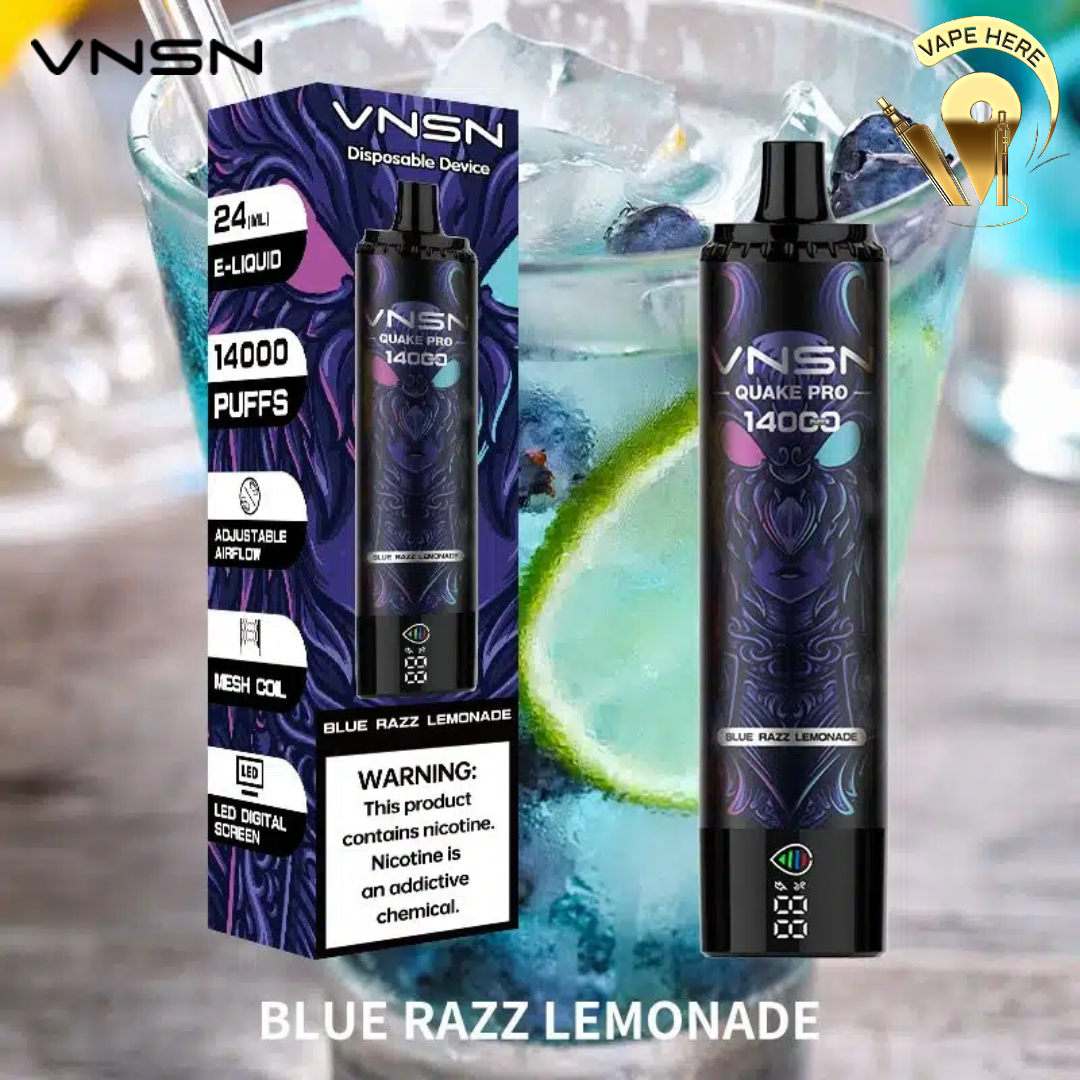 VNSN QUAKE PRO 14000 Puffs Disposable Vape Blue Razz Lemonade UAE Abu Dhabi