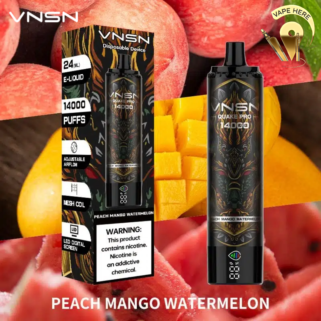 VNSN QUAKE PRO 14000 Puffs Disposable Vape Peach Mango Watermelon UAE Dubai