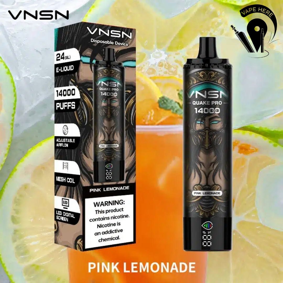 VNSN QUAKE PRO 14000 Puffs Disposable Vape Pink Lemonade UAE Abu Dhabi