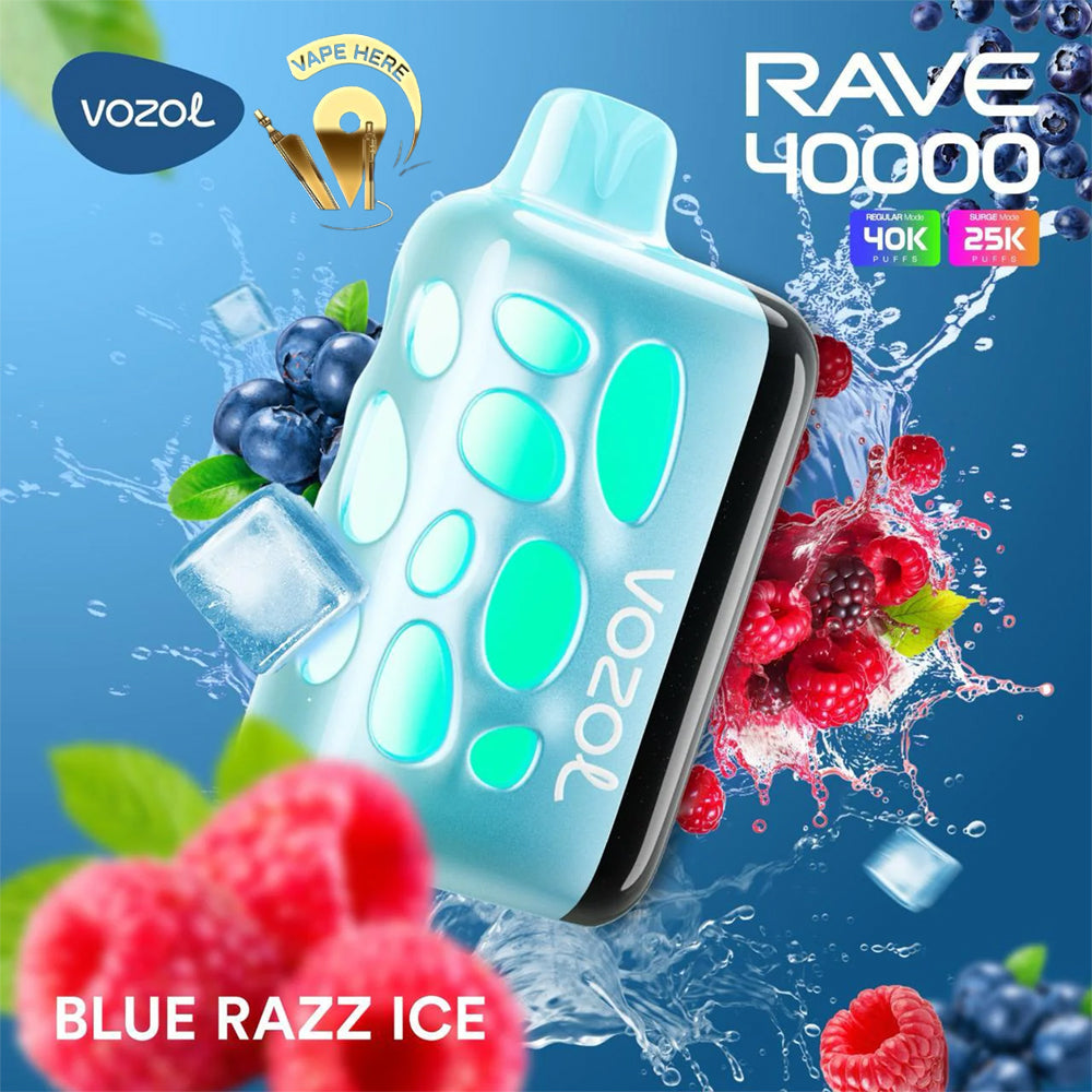 VOZOL RAVE 40K DISPOSABLE VAPE (Dual Power Mode) Blue Razz Ice UAE Al Ain