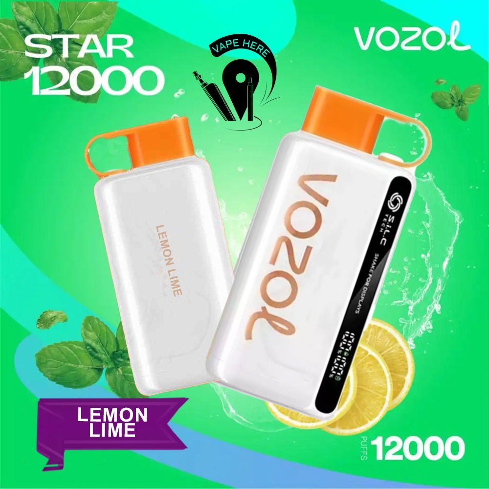 VOZOL STAR 12000 PUFFS DISPOSABLE VAPE Lemon Lime UAE Dubai 