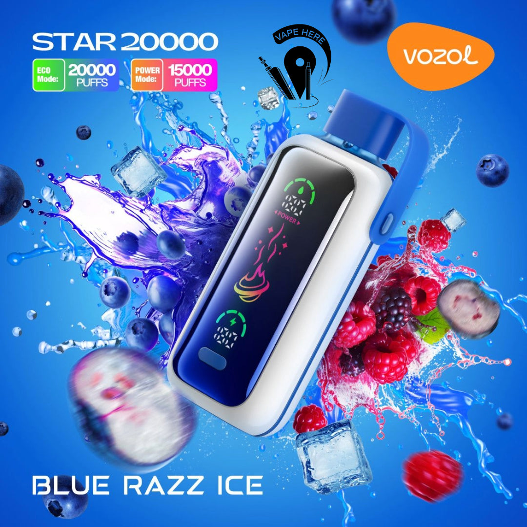 VOZOL STAR 20000 PUFFS DISPOSABLE VAPE Blue Razz Ice UAE Umm Al Quwain