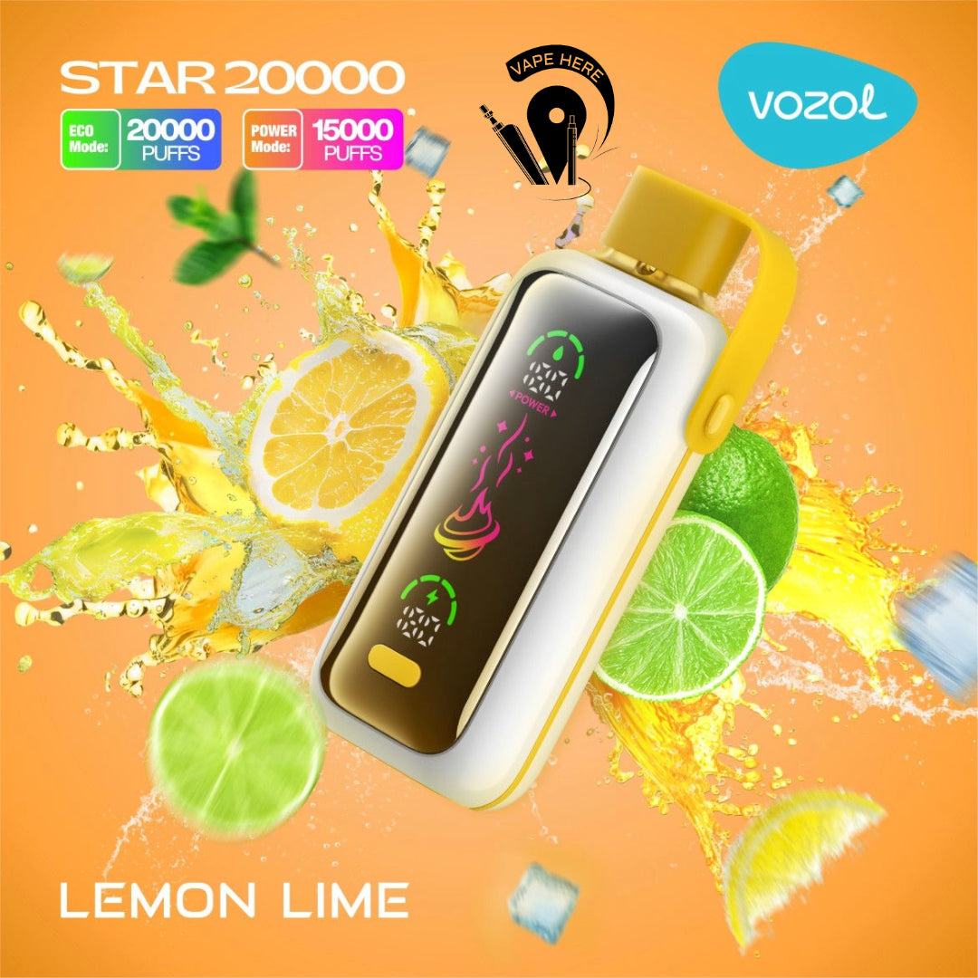 VOZOL STAR 20000 PUFFS DISPOSABLE VAPE Lemon Lime UAE Al Ain