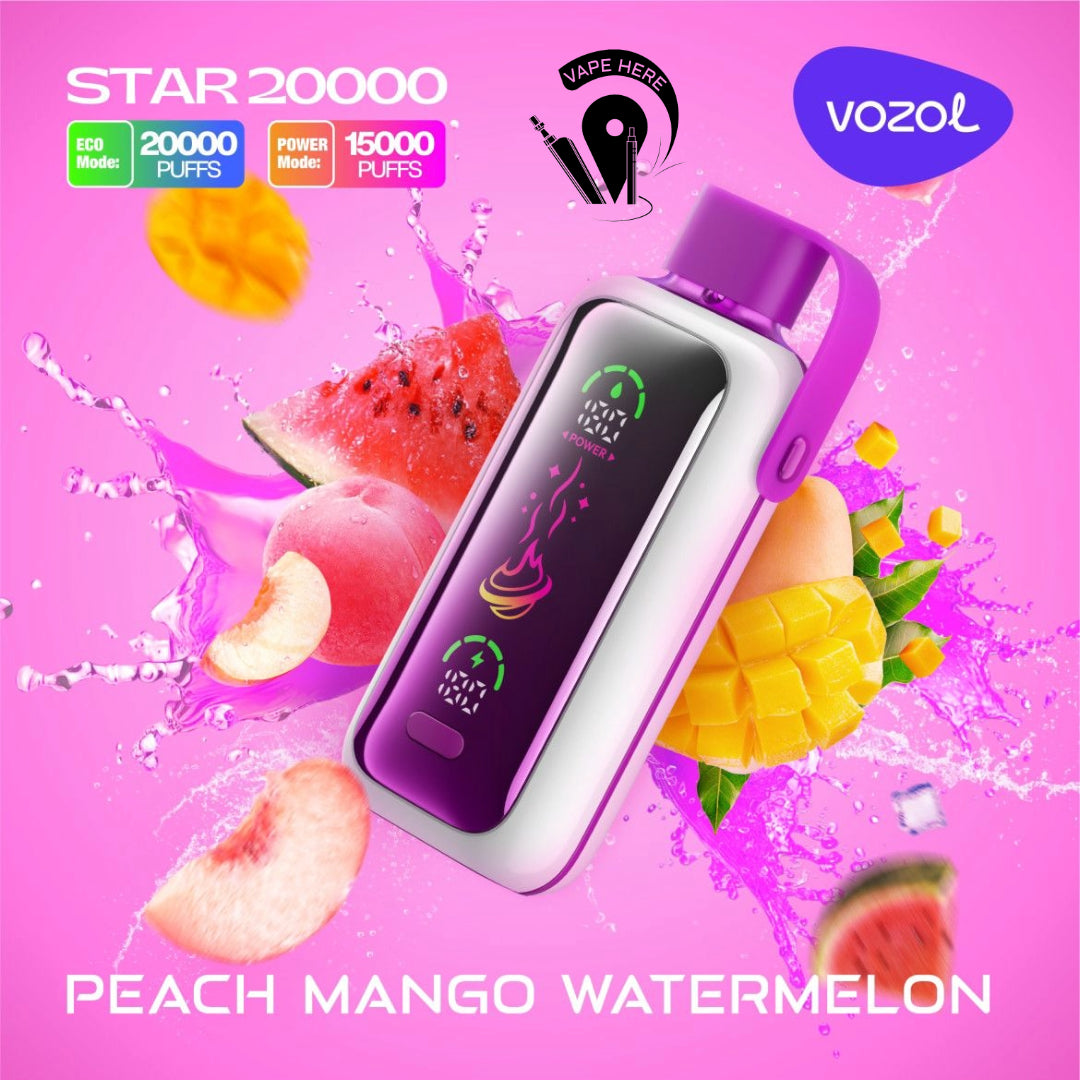 VOZOL STAR 20000 PUFFS DISPOSABLE VAPE Peach Mango Watermelon UAE Abu Dhabi