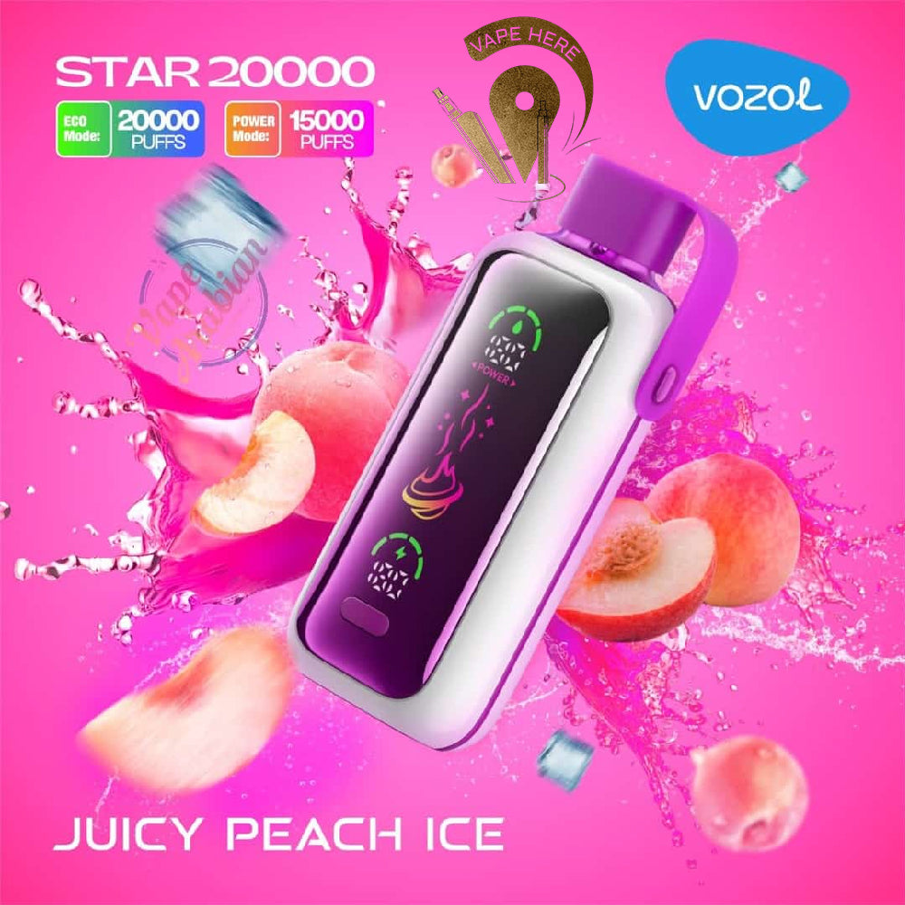 VOZOL STAR 20,000 PUFFS DISPOSABLE VAPE Juicy Peach Ice UAE Dubai 