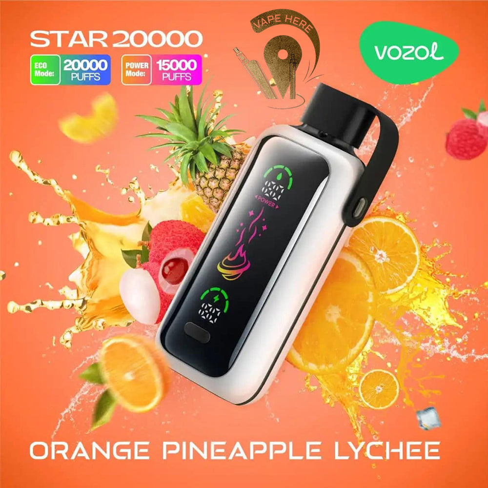 VOZOL STAR 20,000 PUFFS DISPOSABLE VAPE Orange Pineapple Lychee UAE Abu Dhabi