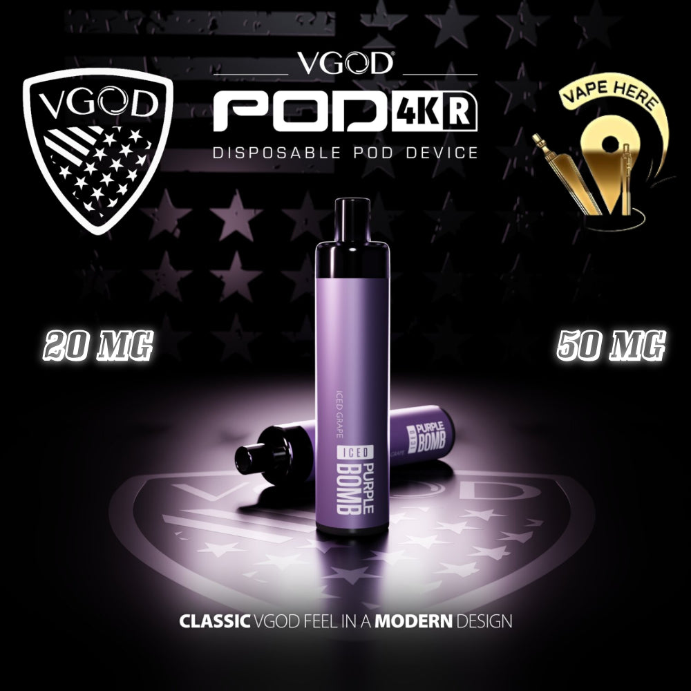 Vgod 4k disposable vape purple bomb rechargeable UAE-1