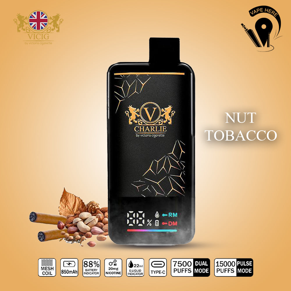 Vicig CHARLIE 15000 Puffs Disposable Vape 50mg & 20mg Nut Tobacco UAE Fujairah