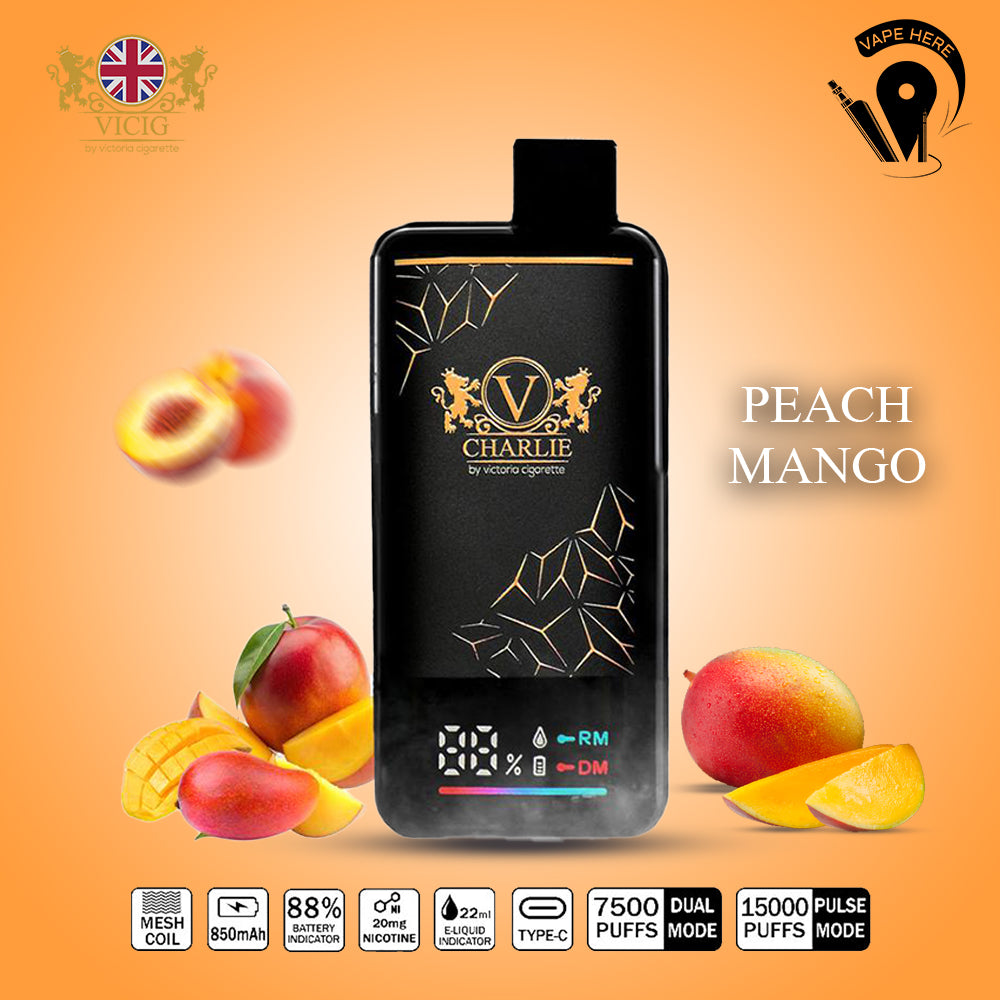 Vicig CHARLIE 15000 Puffs Disposable Vape 50mg & 20mg Peach Mango UAE Al Ain