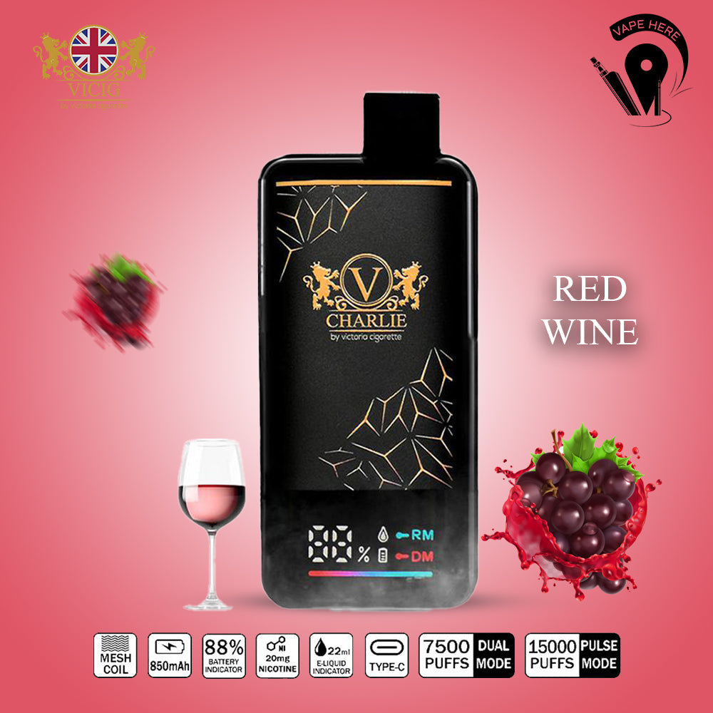 Vicig CHARLIE 15000 Puffs Disposable Vape 50mg & 20mg Red Wine UAE Abu Dhabi