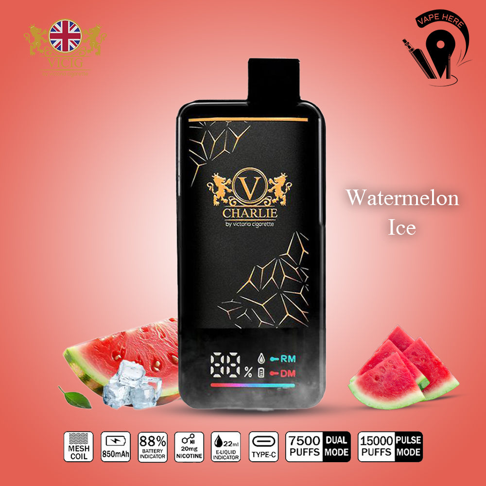 Vicig CHARLIE 15000 Puffs Disposable Vape 50mg & 20mg Watermelon Ice UAE Ras Al Khaimah