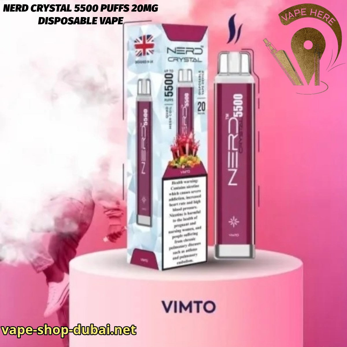 NERD CRYSTAL 5500 PUFFS 20MG Vimto DISPOSABLE VAPE UAE Dubai