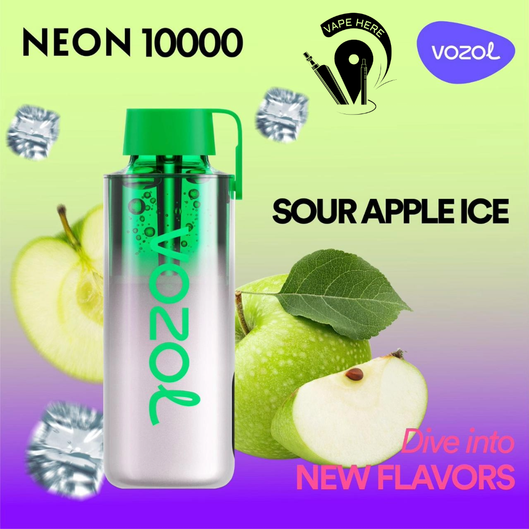 Vozol NEON 10000 Puffs Disposable Vape Sour Apple Ice UAE Abu Dhabi