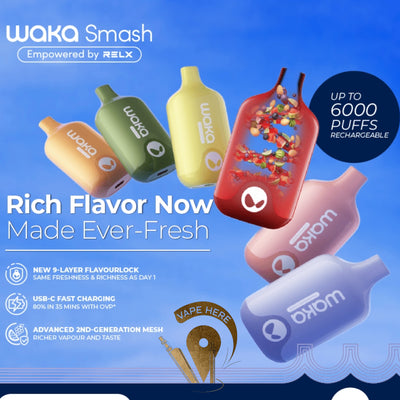 WAKA SMASH 5500 PUFFS 18MG DISPOSABLE VAPE - Vape Here Store