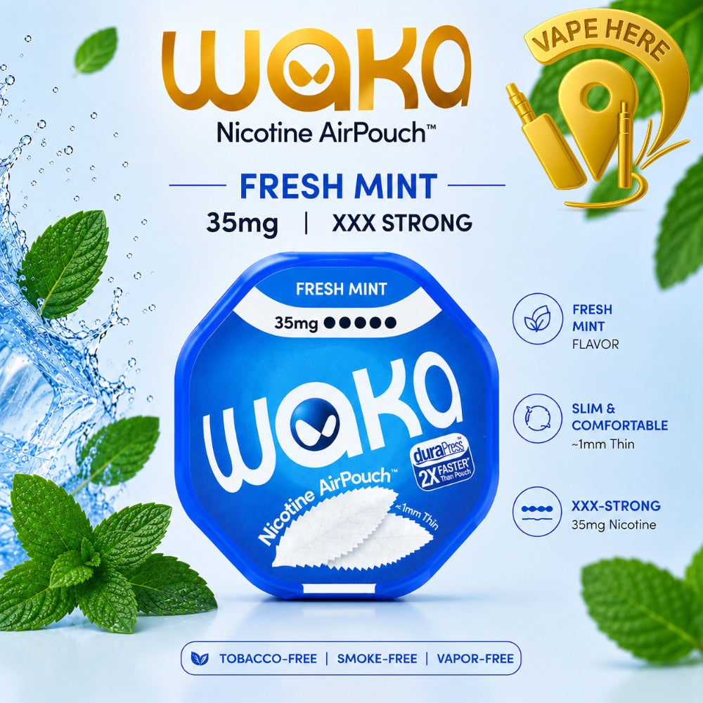WAKA Nicotine Pouches Air  – Modern Tobacco-Free Nicotine Experience Fresh Mint 35mg  Dubai, UAE