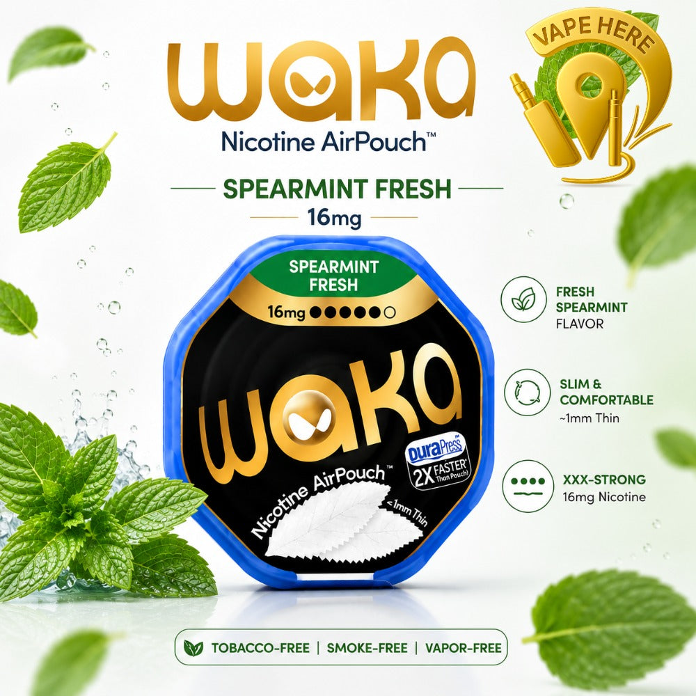 WAKA Nicotine Pouches Air  – Modern Tobacco-Free Nicotine Experience Spearmint Fresh 16mg