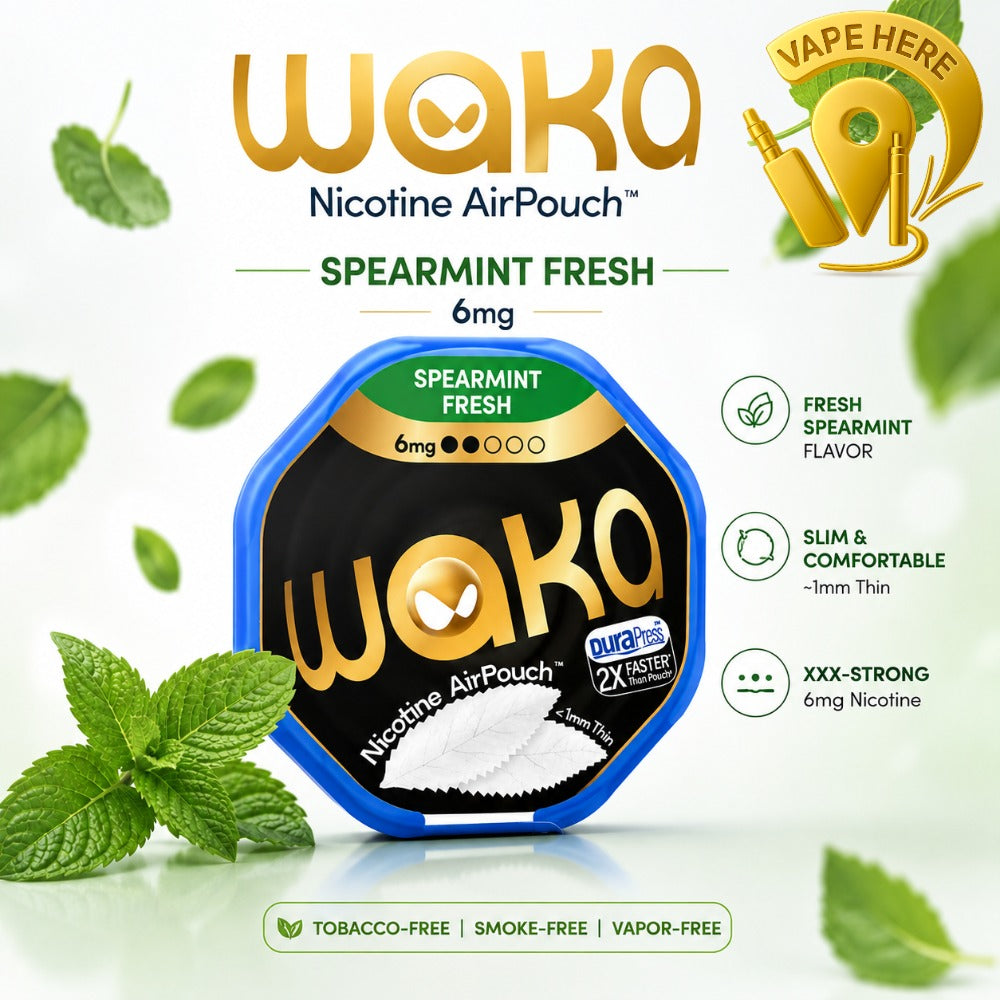 WAKA Nicotine Pouches Air  – Modern Tobacco-Free Nicotine Experience Spearmint Fresh 6mg 