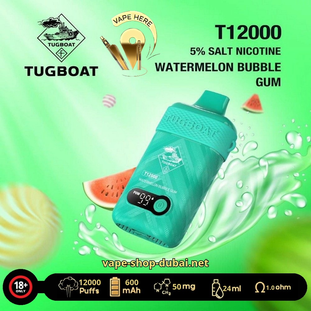 Tugboat T12000 Disposable Vape watermelon bubblegum  UAE Dubai Abu Dhabi