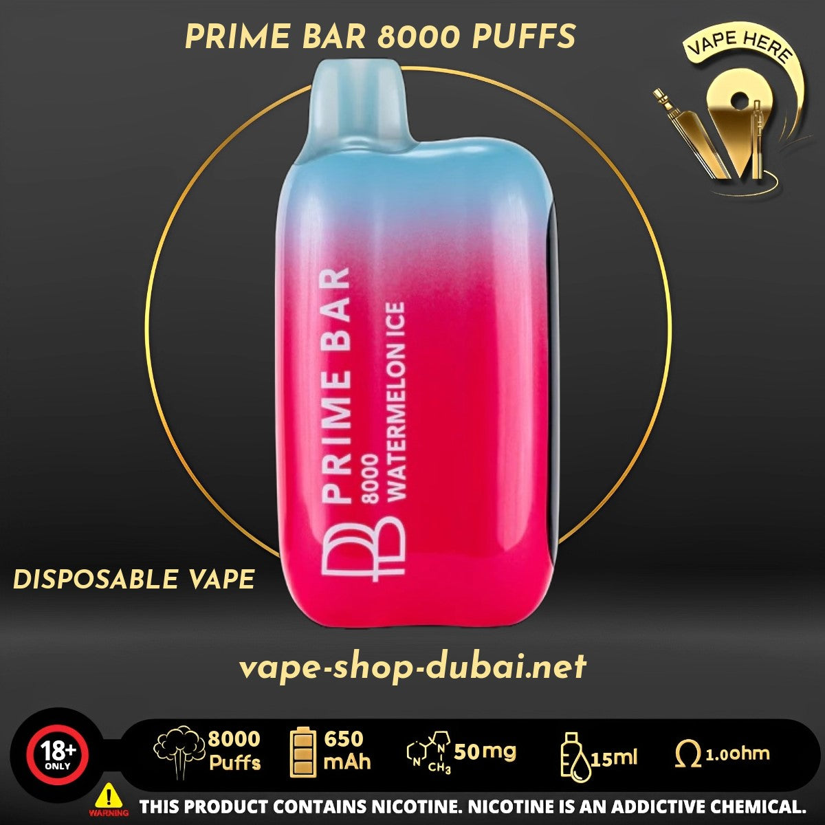 PRIME BAR 8000 PUFFS 50MG DISPOSABLE VAPE - Vape Here Store