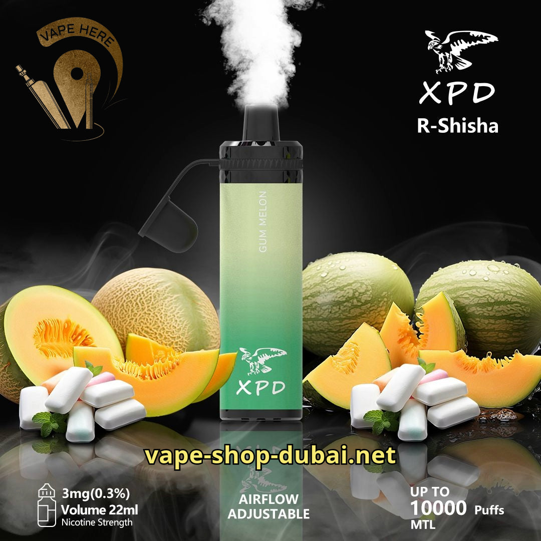 XPD R-SHISHA 10000 DISPOSABLE VAPE Gum Melon UAE Dubai