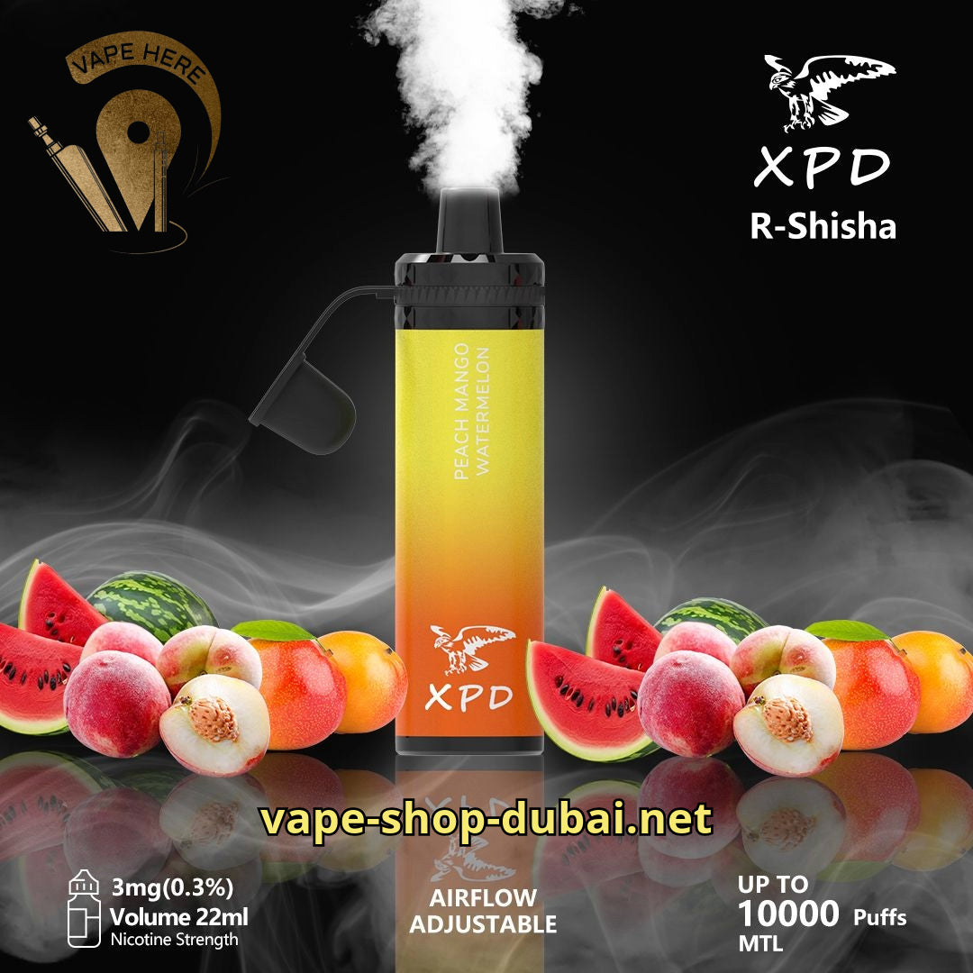 XPD R-SHISHA 10000 DISPOSABLE VAPE Peach Mango Watermelon UAE Umm Al Quwain