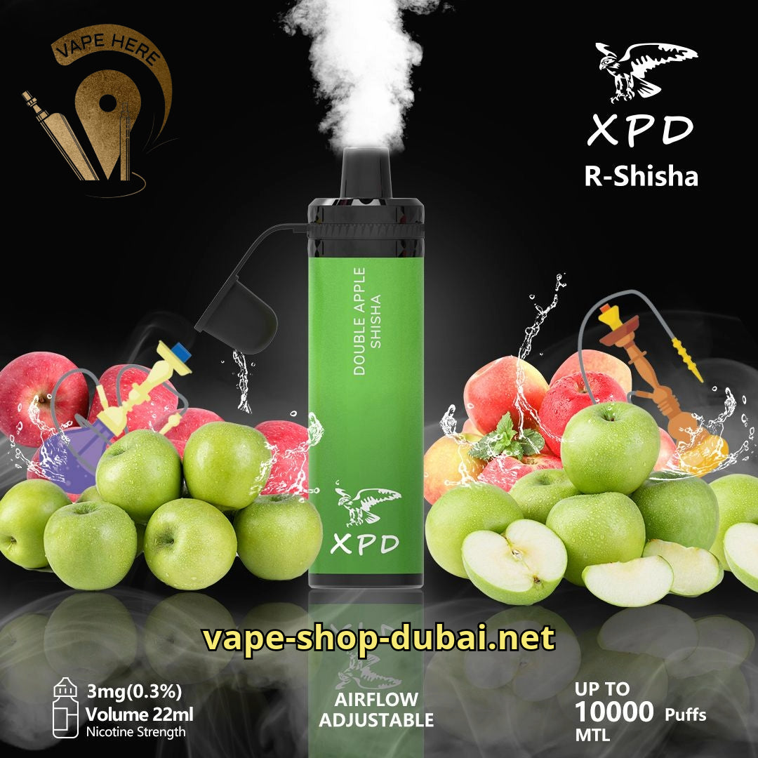 XPD R-SHISHA 10000 DISPOSABLE VAPE Double Apple Shisha UAE Dubai