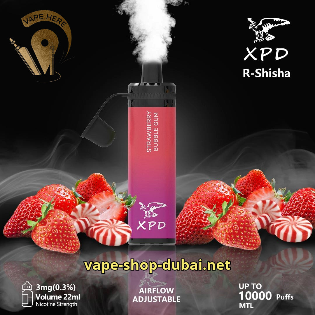 XPD R-SHISHA 10000 DISPOSABLE VAPE Strawberry Bubble Gum UAE Sharjah