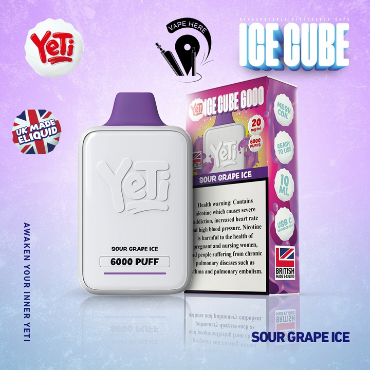 Yeti Ice Cube 6000 Puffs Disposable Vape 2% in UAE & Dubai | UK Made Liquid  | Vape Here Store