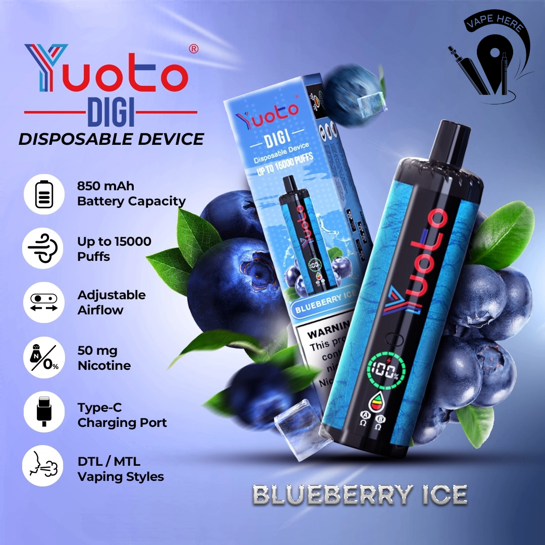 Yuoto DIGI 15000 Puffs Disposable Shisha Vape Blueberry Ice UAE Ajman