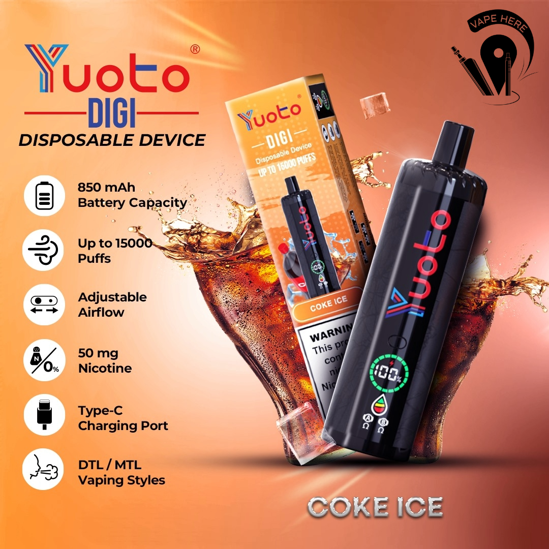 Yuoto DIGI 15000 Puffs Disposable Shisha Vape Coke Ice UAE Al Ain