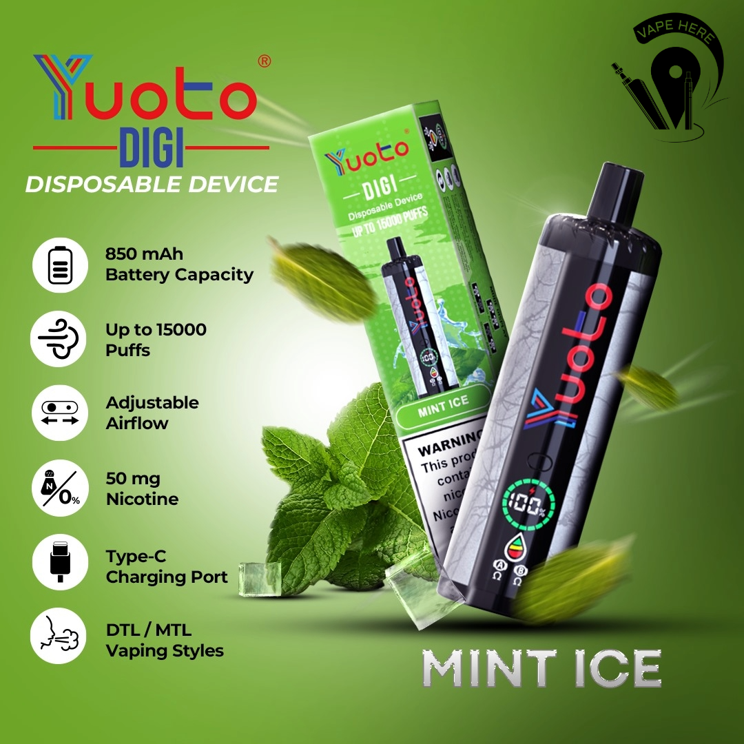 Yuoto DIGI 15000 Puffs Disposable Shisha Vape Mint Ice UAE Sharjah