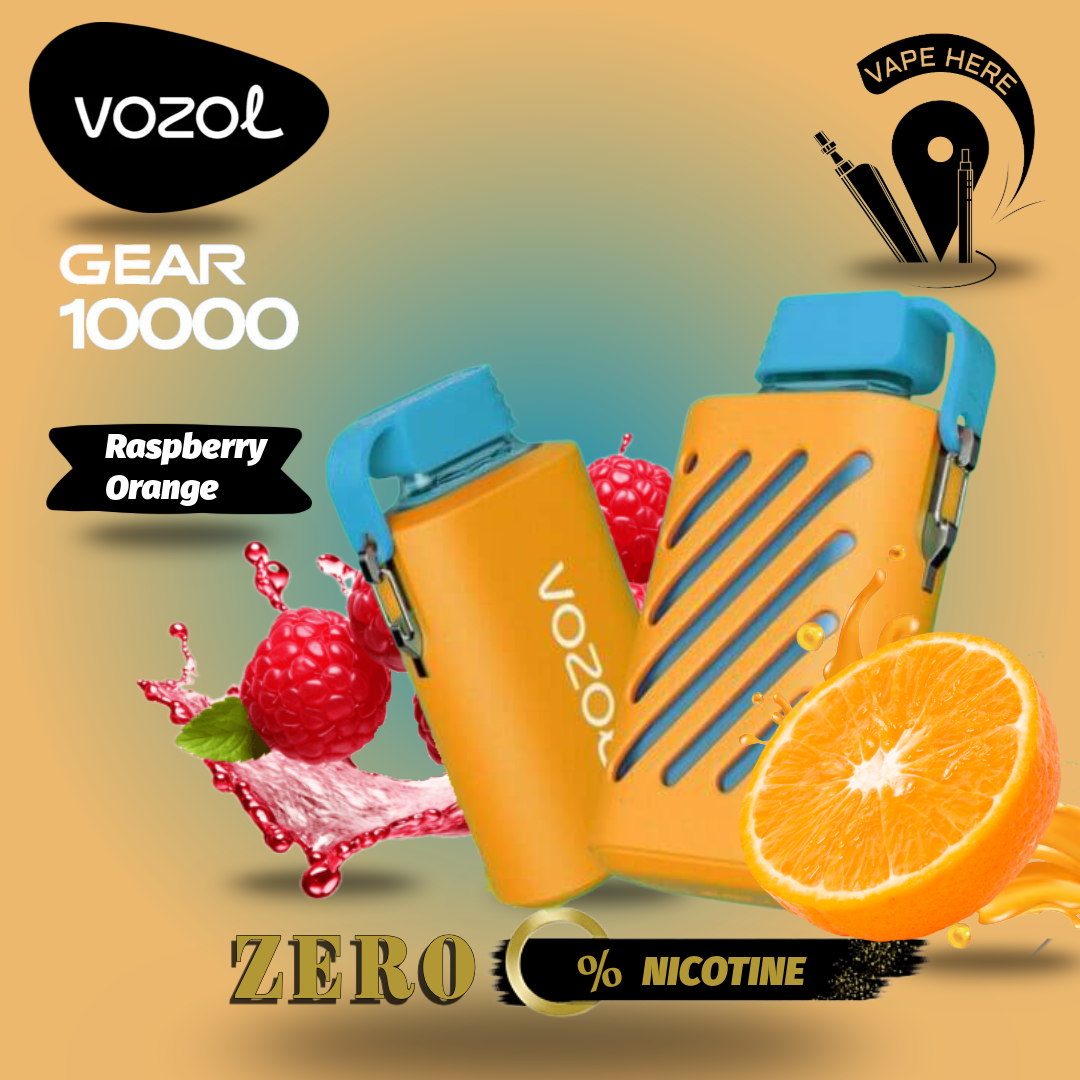 ZERO Nicotine - VOZOL GEAR 10K Puffs Disposable Vape Raspberry Orange UAE Abu Dhabi 