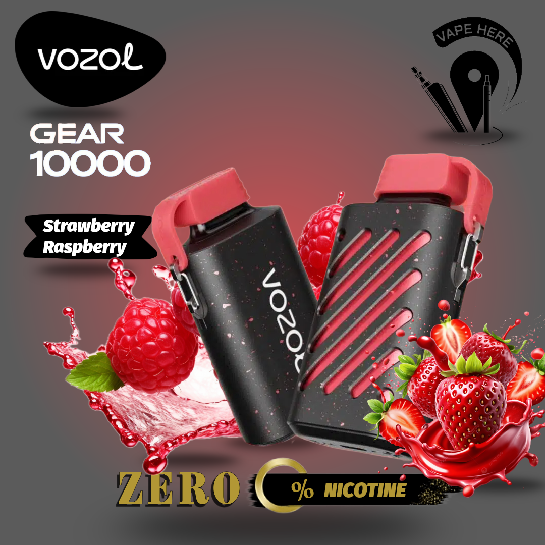 ZERO Nicotine - VOZOL GEAR 10K Puffs Disposable Vape Strawberry Raspberry UAE Dubai 