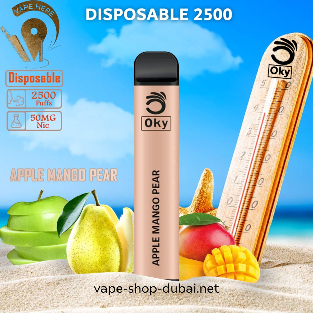 OKY DISPOSABLE VAPE PEN 2500 PUFFS 1200MAH apple mango pear UAE Sharjah