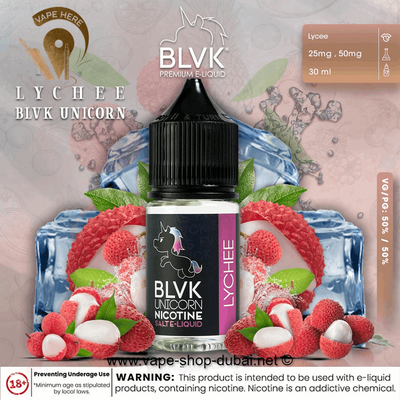 BLVK LYCHEE SlatNic 30ml - BLVK UNICORN SERIES - Vape Here Store