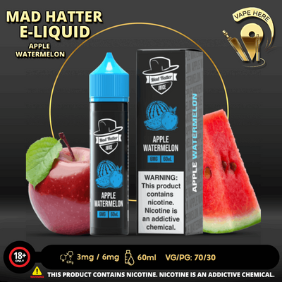 APPLE WATERMELON - E-LIQUIDS 60ML / MAD HATTER - Vape Here Store