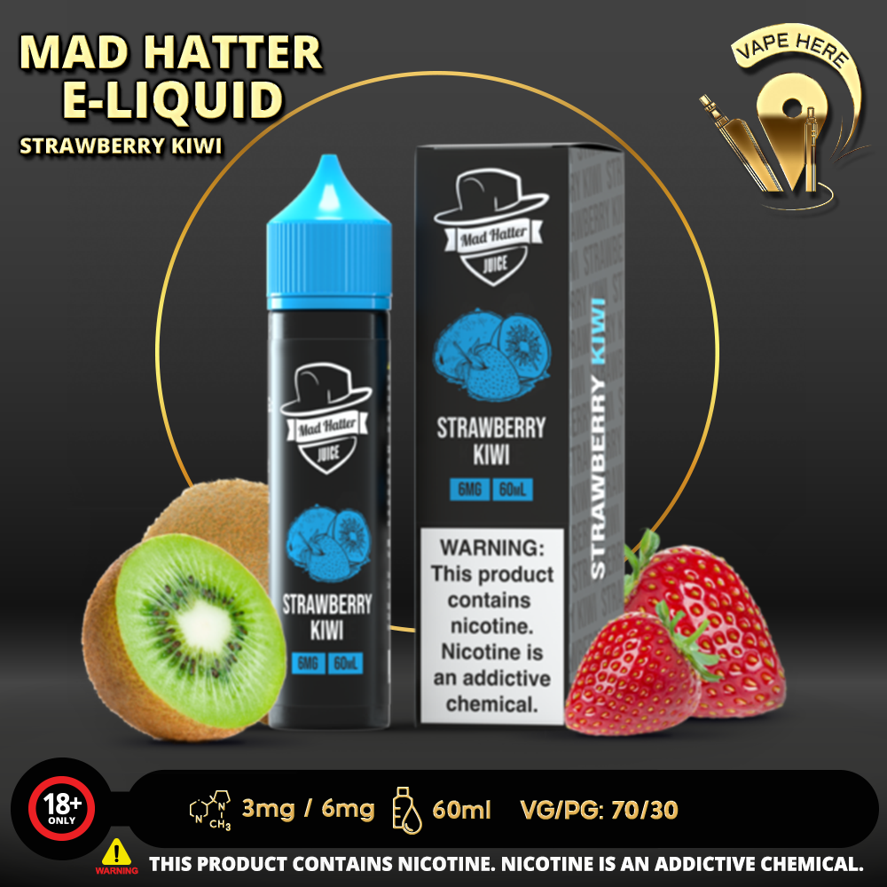 STRAWBERRY KIWI - E-LIQUIDS 60ML / MAD HATTER - Vape Here Store