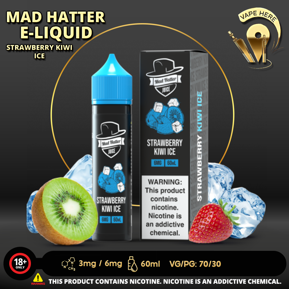 STRAWBERRY KIWI ICE - E-LIQUIDS 60ML / MAD HATTER - Vape Here Store